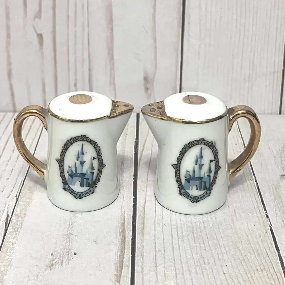 Vintage Disneyland Coffee Teapot Shaped Lady & Constable Salt & Pepper Shaker